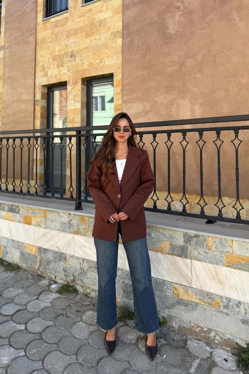 ONE COLOR CLASSIC WOMAN JACKET BROWN/KAFE - 1