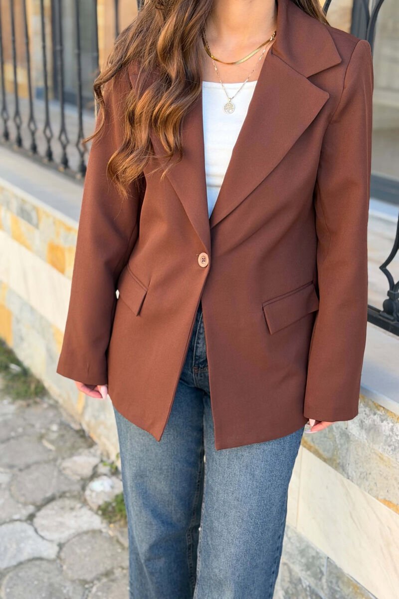 ONE COLOR CLASSIC WOMAN JACKET BROWN/KAFE - 2