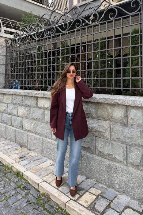 ONE COLOR CLASSIC WOMAN JACKET BURGUNDY/VISHNJE - 2