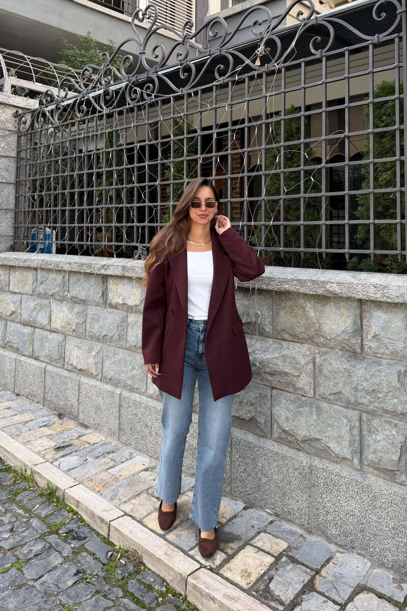 ONE COLOR CLASSIC WOMAN JACKET BURGUNDY/VISHNJE - 2