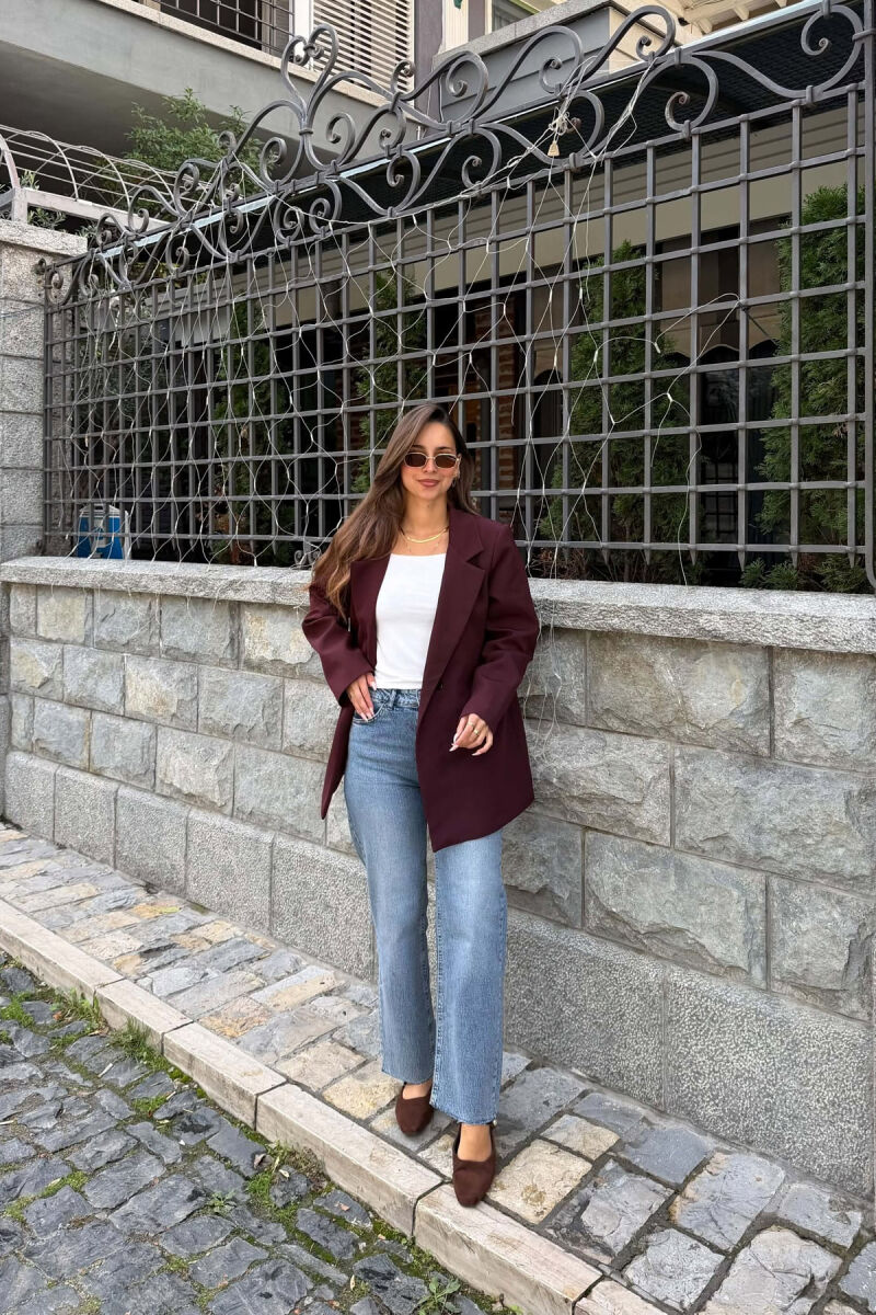 ONE COLOR CLASSIC WOMAN JACKET BURGUNDY/VISHNJE - 3