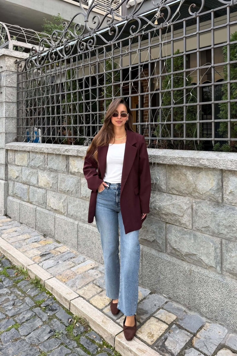 ONE COLOR CLASSIC WOMAN JACKET BURGUNDY/VISHNJE - 5