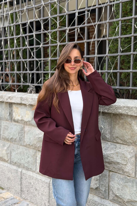 ONE COLOR CLASSIC WOMAN JACKET BURGUNDY/VISHNJE - 6