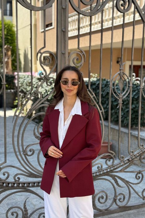 ONE COLOR CLASSIC WOMAN JACKET BURGUNDY/VISHNJE - KLAUDIO FASHION