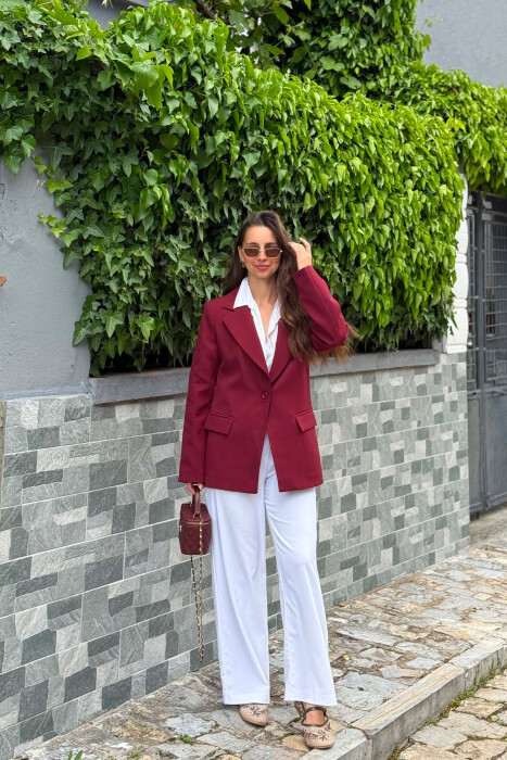 ONE COLOR CLASSIC WOMAN JACKET CHERRY/ QERSHI - KLAUDIO FASHION