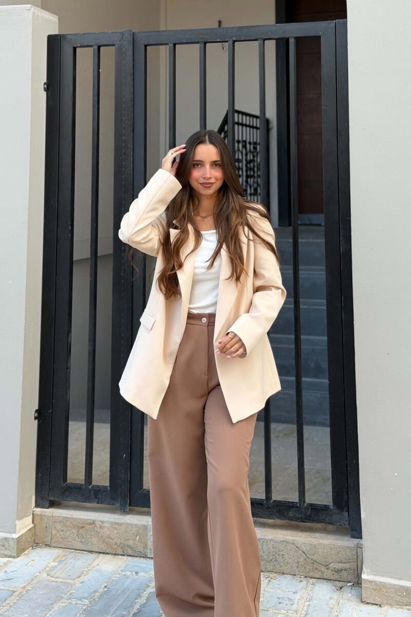 ONE COLOR CLASSIC WOMAN JACKET CREAM/KREM - 5