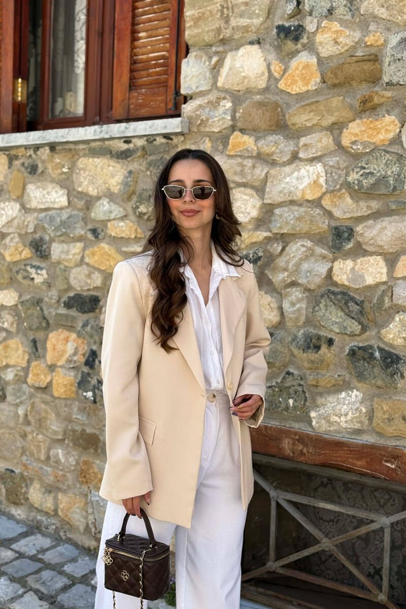 ONE COLOR CLASSIC WOMAN JACKET CREAM/KREM - 7