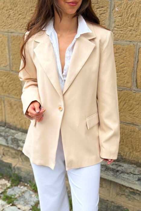 ONE COLOR CLASSIC WOMAN JACKET CREAM/KREM - 8