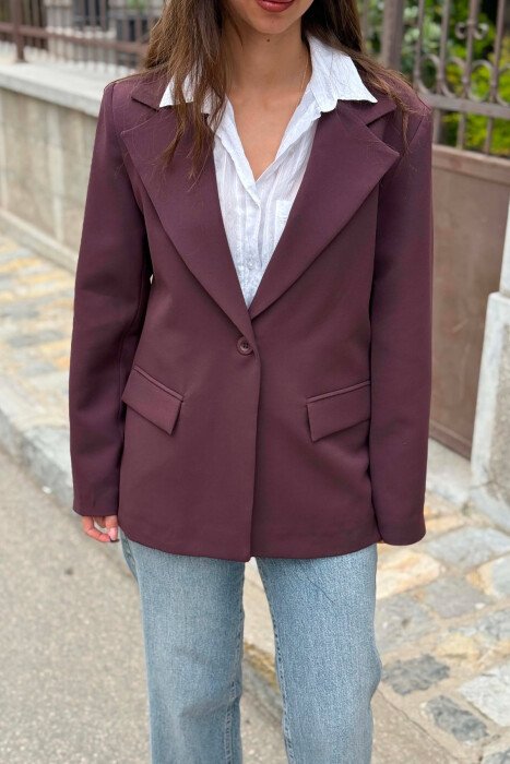 ONE COLOR CLASSIC WOMAN JACKET DARK PURPLE/LEJLA ERRET - 3