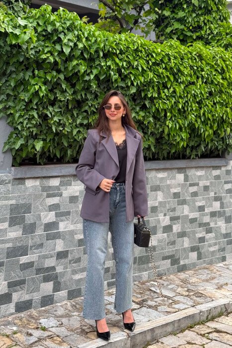 ONE COLOR CLASSIC WOMAN JACKET GREY/GRI - 2