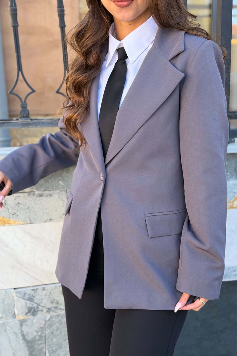 ONE COLOR CLASSIC WOMAN JACKET GREY/GRI - 2