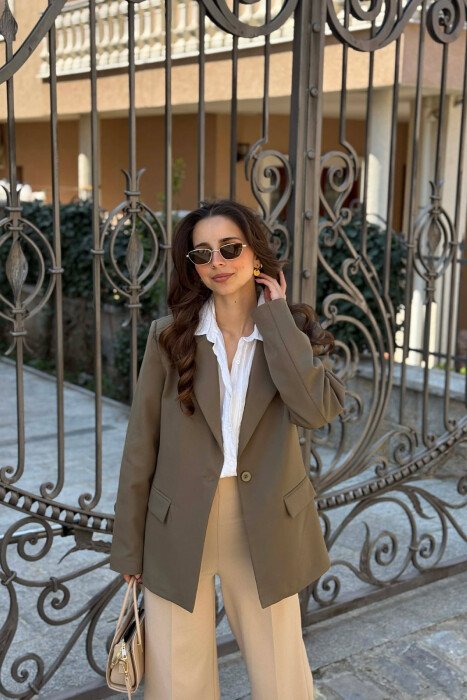ONE COLOR CLASSIC WOMAN JACKET OLIVE/ULLI - KLAUDIO FASHION
