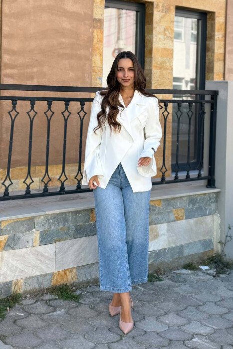 ONE COLOR CLASSIC WOMAN JACKET WHITE-E BARDHE 