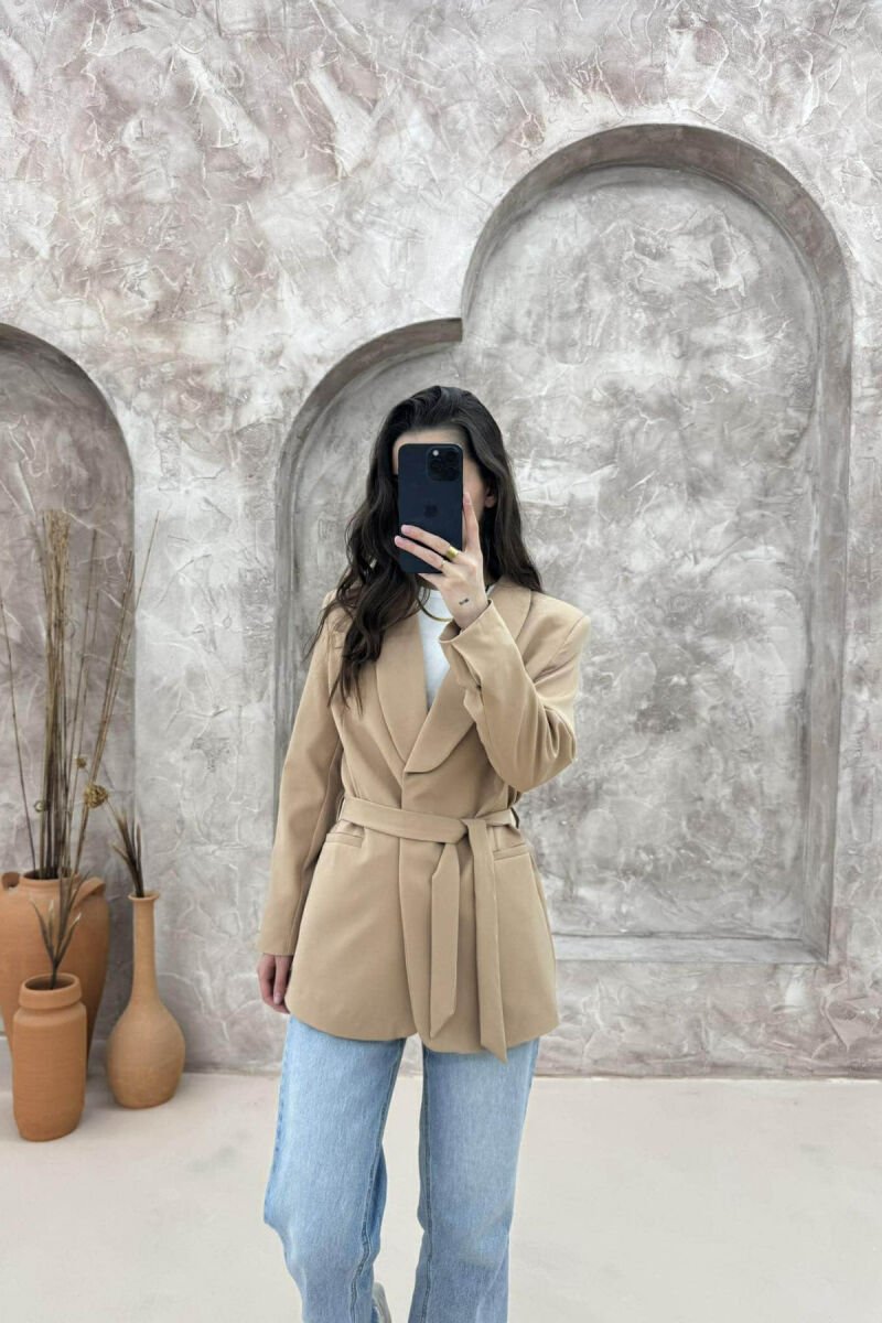 ONE COLOR CLASSIC WOMEN JACKET BEIGE/BEZHE - 1