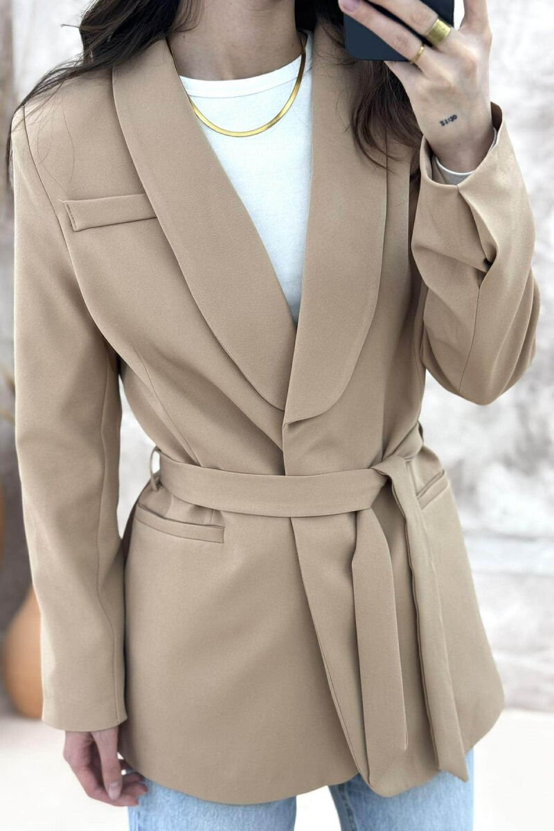 ONE COLOR CLASSIC WOMEN JACKET BEIGE/BEZHE - 3