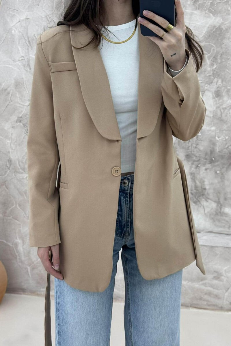 ONE COLOR CLASSIC WOMEN JACKET BEIGE/BEZHE - 4