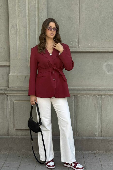 ONE COLOR CLASSIC WOMEN JACKET BURGUNDY/VISHNJE - 