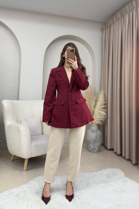 ONE COLOR CLASSIC WOMEN JACKET BURGUNDY/VISHNJE - 2