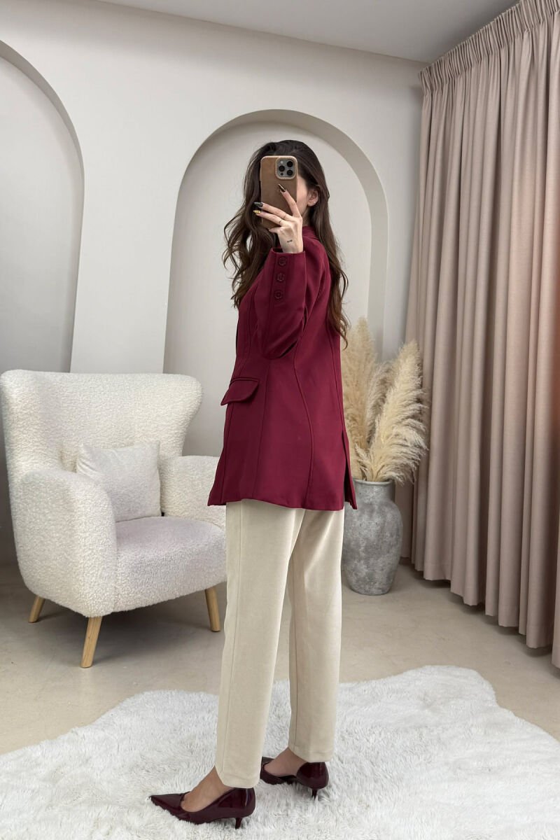 ONE COLOR CLASSIC WOMEN JACKET BURGUNDY/VISHNJE - 5