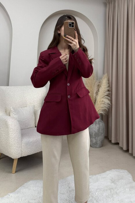 ONE COLOR CLASSIC WOMEN JACKET BURGUNDY/VISHNJE - KLAUDIO FASHION