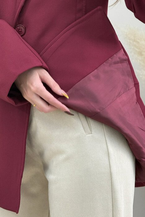ONE COLOR CLASSIC WOMEN JACKET BURGUNDY/VISHNJE - 3