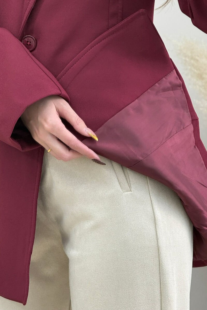 ONE COLOR CLASSIC WOMEN JACKET BURGUNDY/VISHNJE - 3