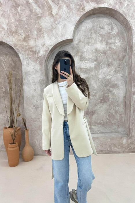 ONE COLOR CLASSIC WOMEN JACKET CREAM/KREM - 4
