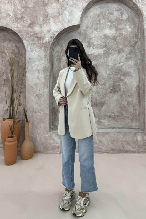 ONE COLOR CLASSIC WOMEN JACKET CREAM/KREM - 3