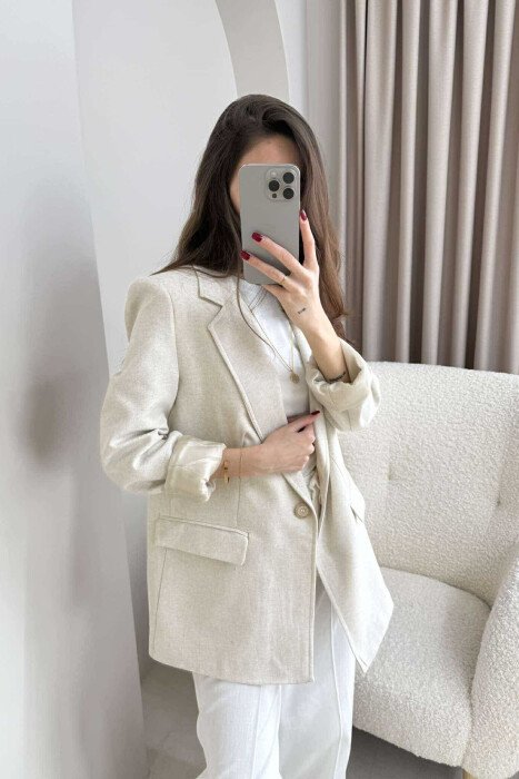 ONE COLOR CLASSIC WOMEN JACKET CREAM/KREM - 3