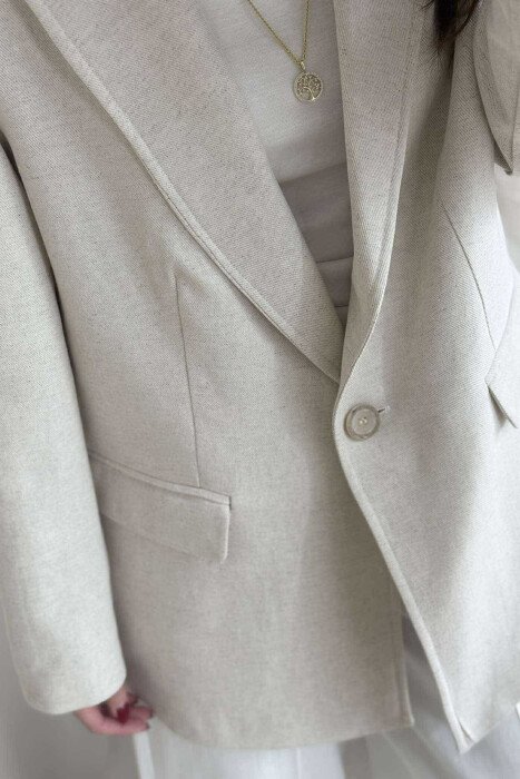 ONE COLOR CLASSIC WOMEN JACKET CREAM/KREM - 5