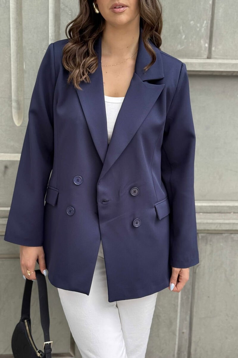 ONE COLOR CLASSIC WOMEN JACKET DARK BLUE/BEE - 5