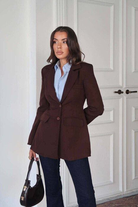 ONE COLOR CLASSIC WOMEN JACKET DARK BROWN/KAE - 4