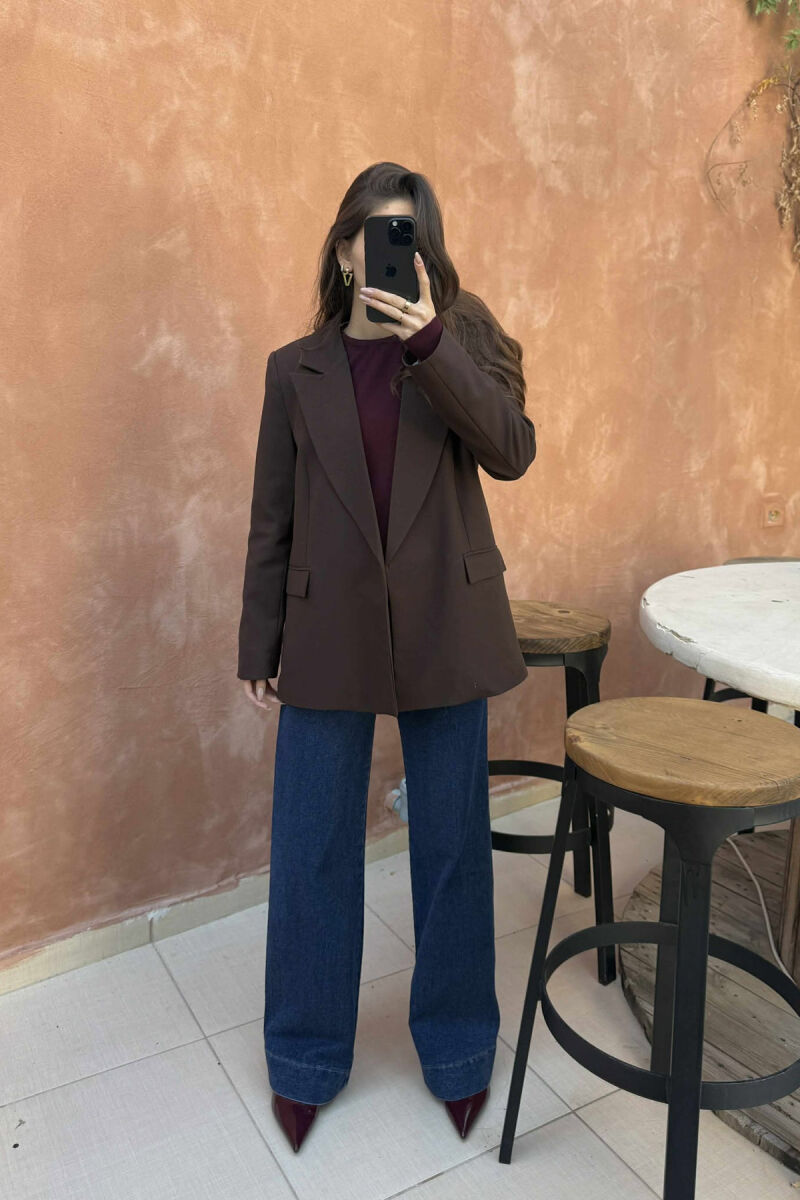 ONE COLOR CLASSIC WOMEN JACKET DARK BROWN/KAE - 1
