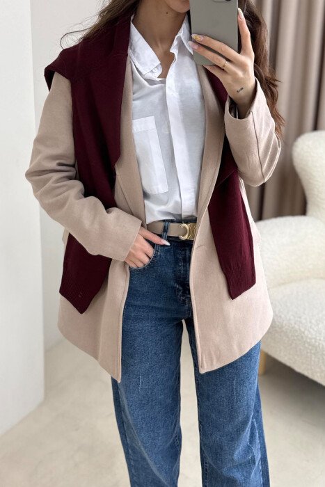 ONE COLOR CLASSIC WOMEN JACKET BEIGE/BEZHE - 2