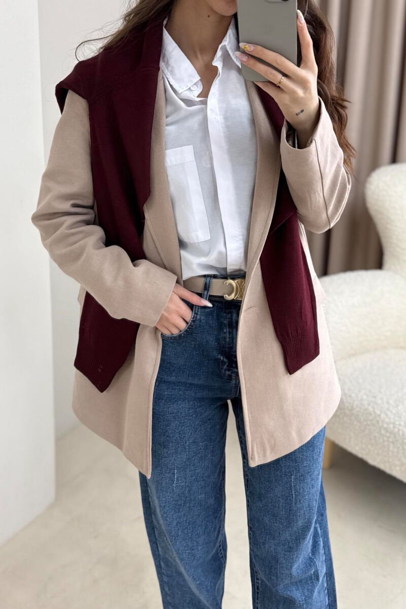 ONE COLOR CLASSIC WOMEN JACKET BEIGE/BEZHE - 2