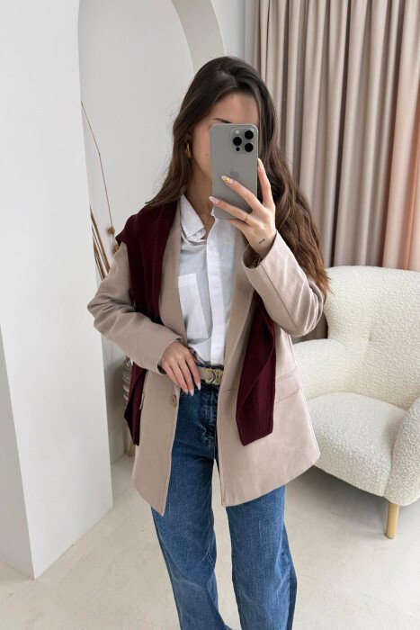 ONE COLOR CLASSIC WOMEN JACKET BEIGE/BEZHE 