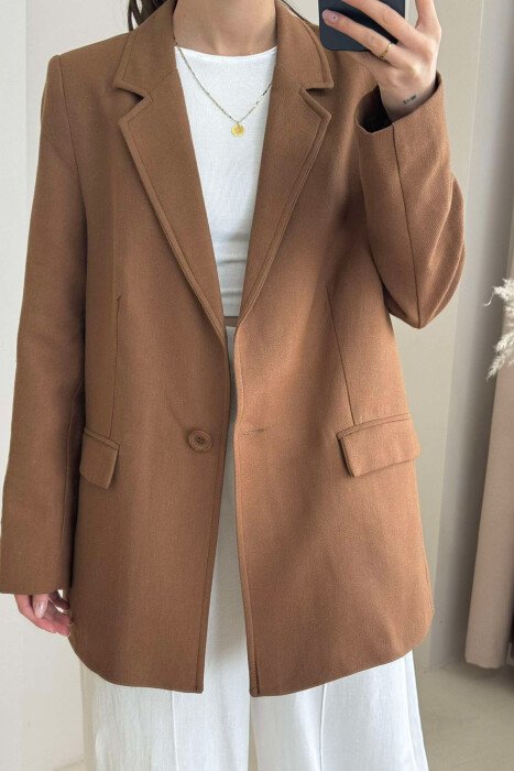 ONE COLOR CLASSIC WOMEN JACKET BROWN/KAFE - 4