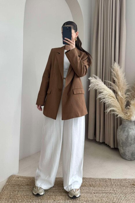 ONE COLOR CLASSIC WOMEN JACKET BROWN/KAFE - 3