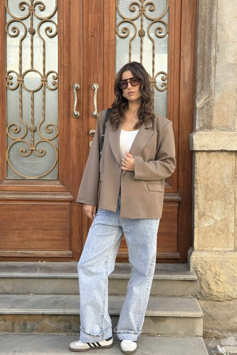 ONE COLOR CLASSIC WOMEN JACKET LIGHT BROWN/KAZB - 