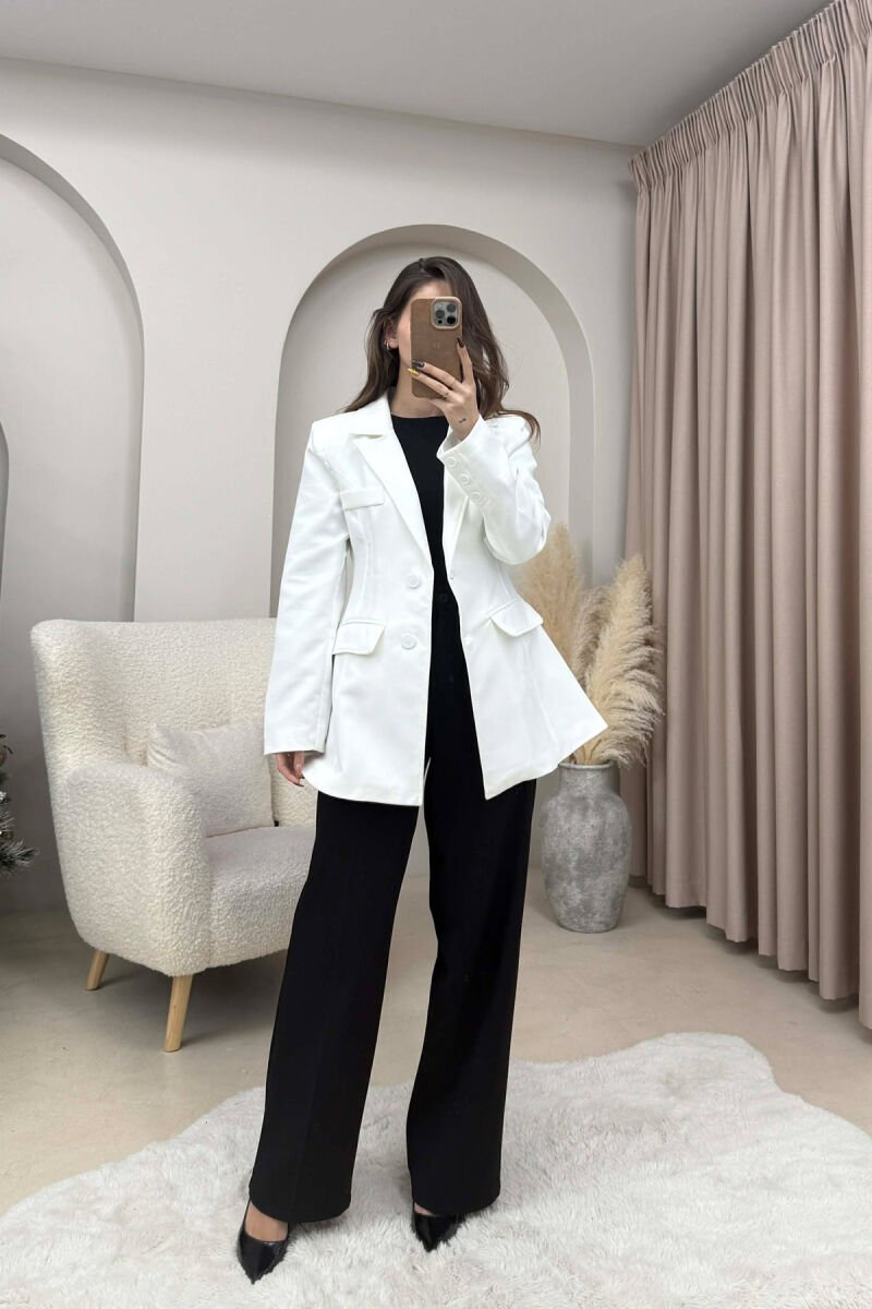 ONE COLOR CLASSIC WOMEN JACKET WHITE-E BARDHE - 3