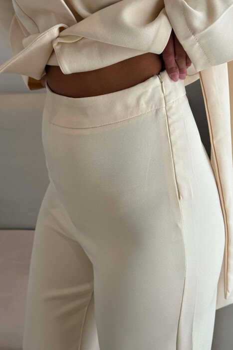 ONE COLOR COLLAR DETAIL JACKET + TROUSERS WOMAN SET CREAM/KREM - 6