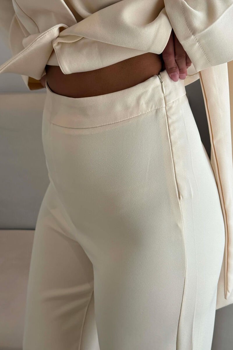 ONE COLOR COLLAR DETAIL JACKET + TROUSERS WOMAN SET CREAM/KREM - 6