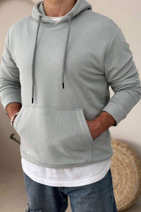 ONE COLOR COTTON HOOD MEN HOODIES MINT/MENTE - 2