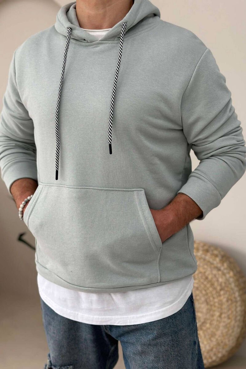 ONE COLOR COTTON HOOD MEN HOODIES MINT/MENTE - 2