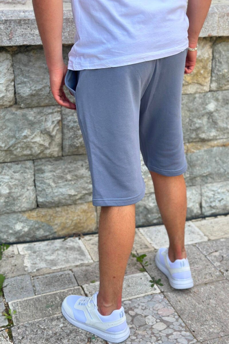 ONE COLOR COTTON MEN SHORT SWEATPANTS GREY/GRI - 2