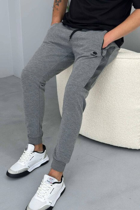 ONE COLOR COTTON MEN SWEATPANTS GREY/GRI - KLAUDIO FASHION