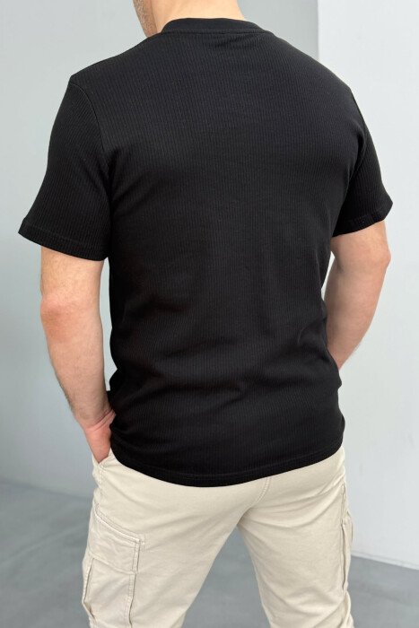 ONE COLOR COTTON MEN T-SHIRT BLACK/ E ZEZE - 3