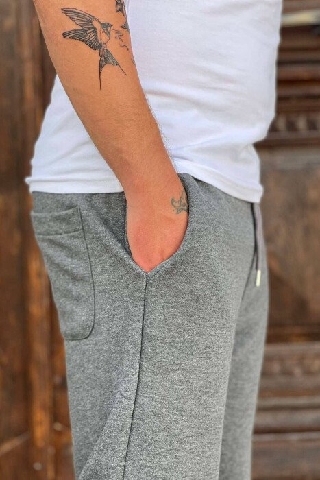 ONE COLOR COTTON SHORT MEN SWEATPANTS DARK GREY/GEE - 2