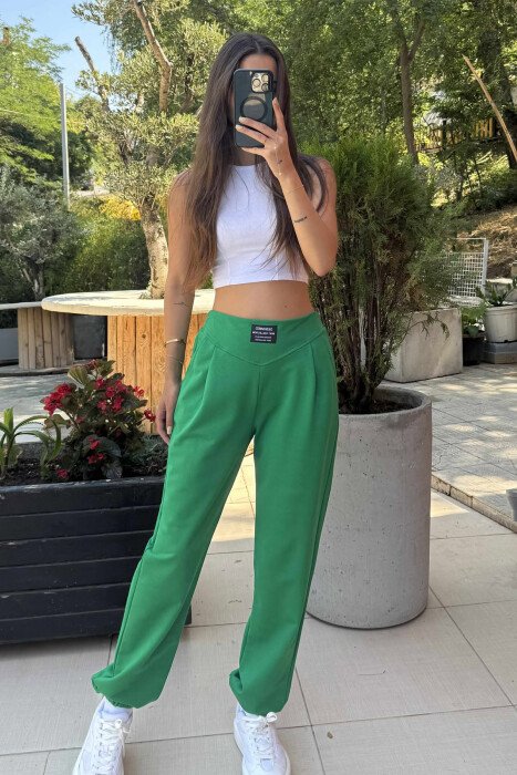 ONE COLOR COTTON WOMAN SWEATPANTS GREEN/JESHILE - 2