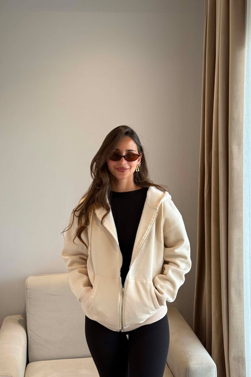 ONE COLOR COTTON WOMEN JACKET BEIGE/BEZHE - 1